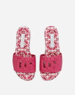 Patent leather slides with DG logo