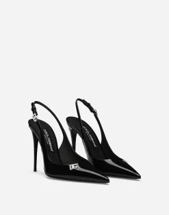 Patent leather slingbacks