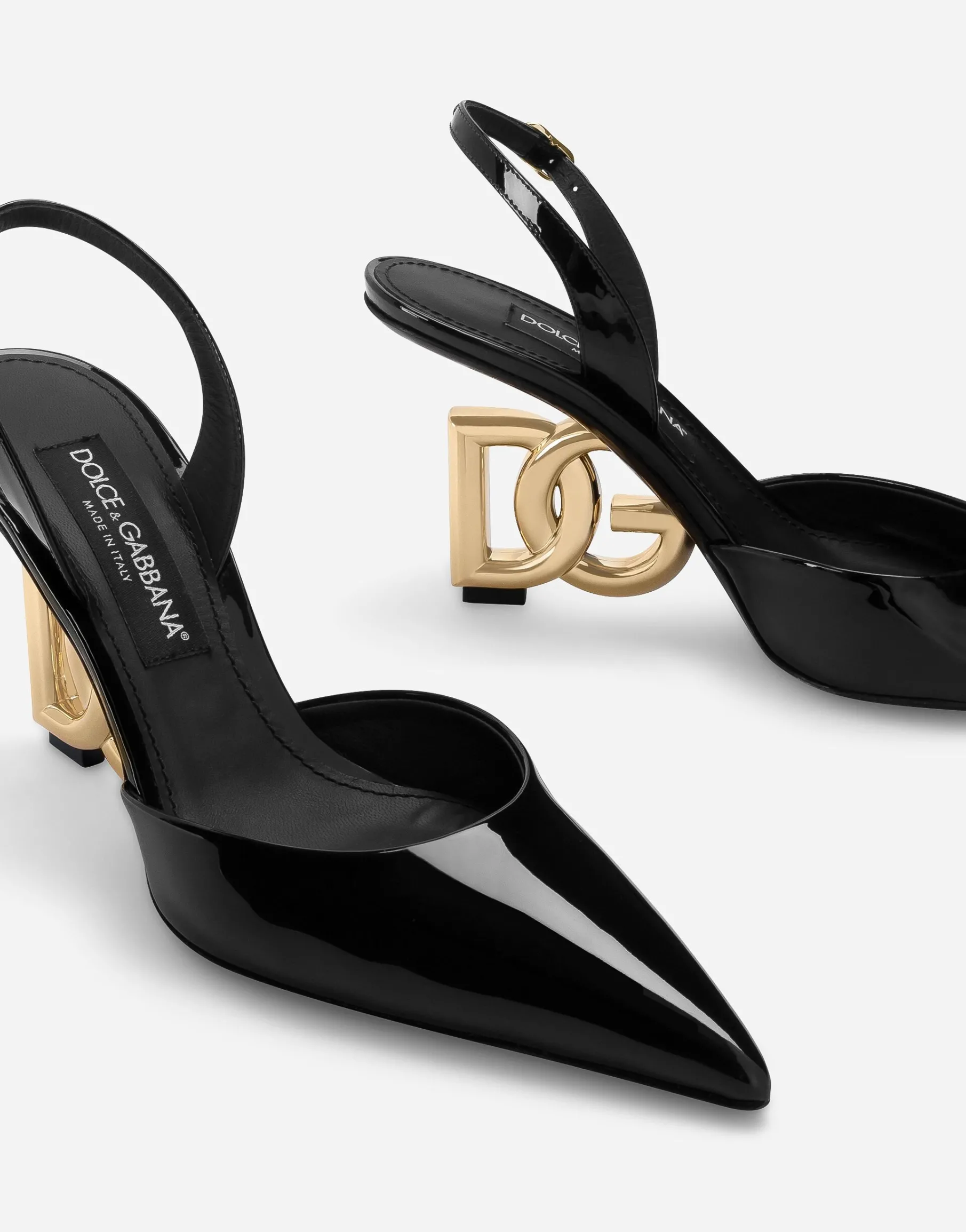 Patent leather slingbacks