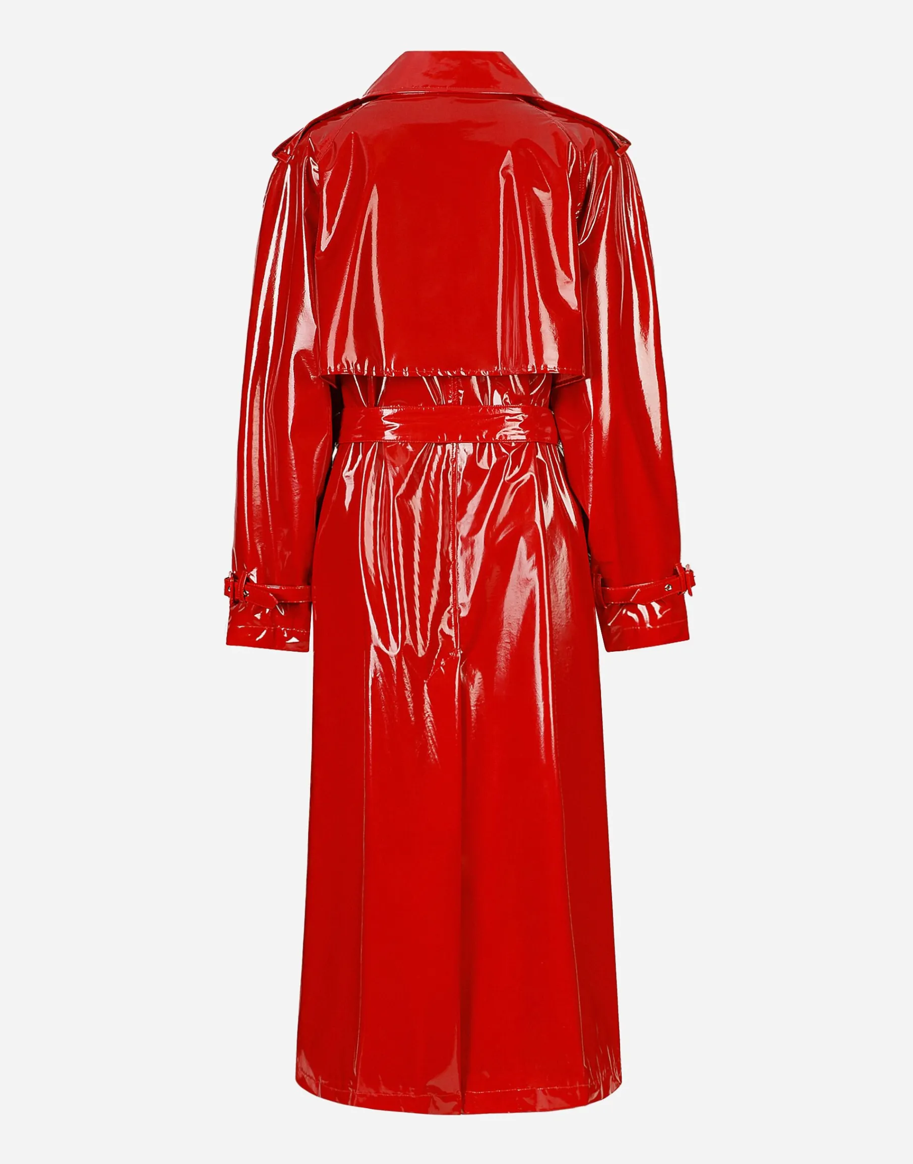 Patent leather trench coat