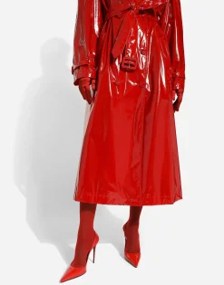 Patent leather trench coat