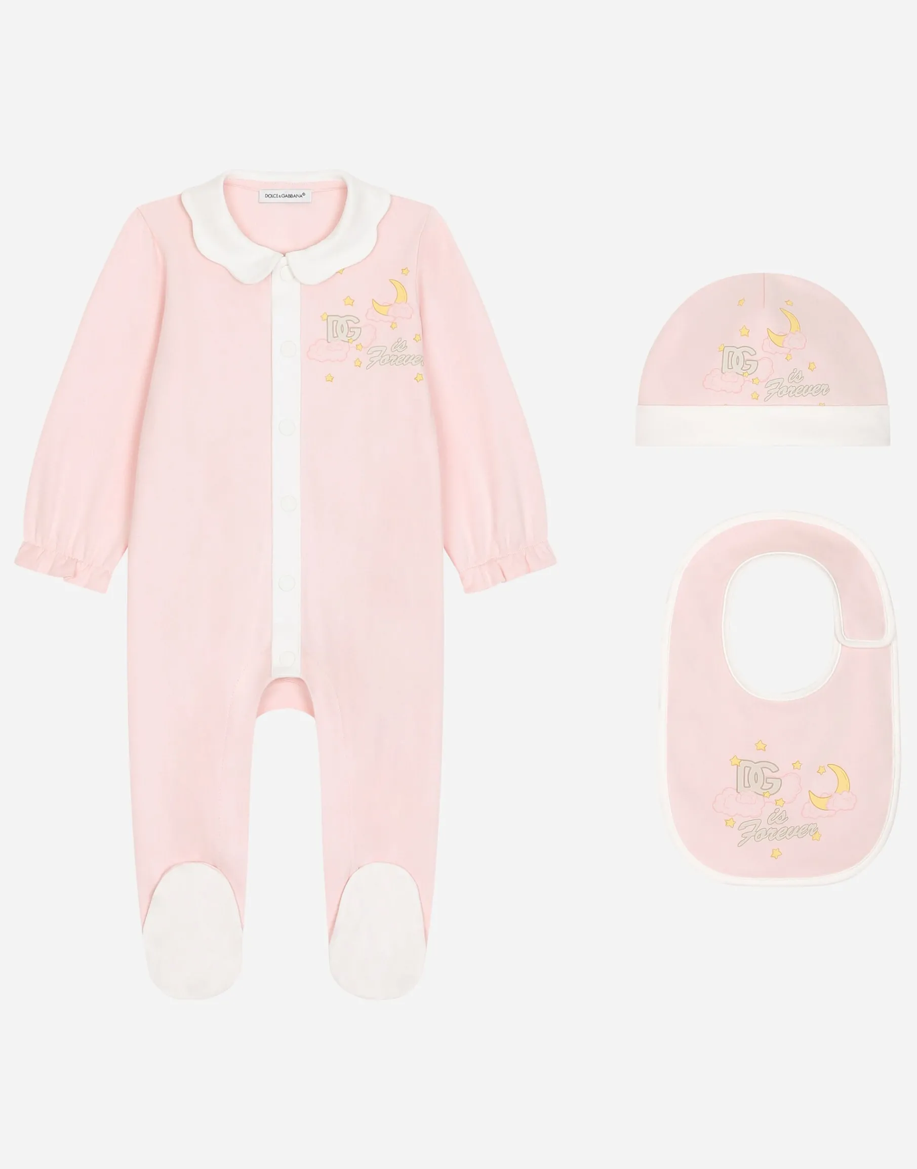 3-piece interlock gift set with moon and star print