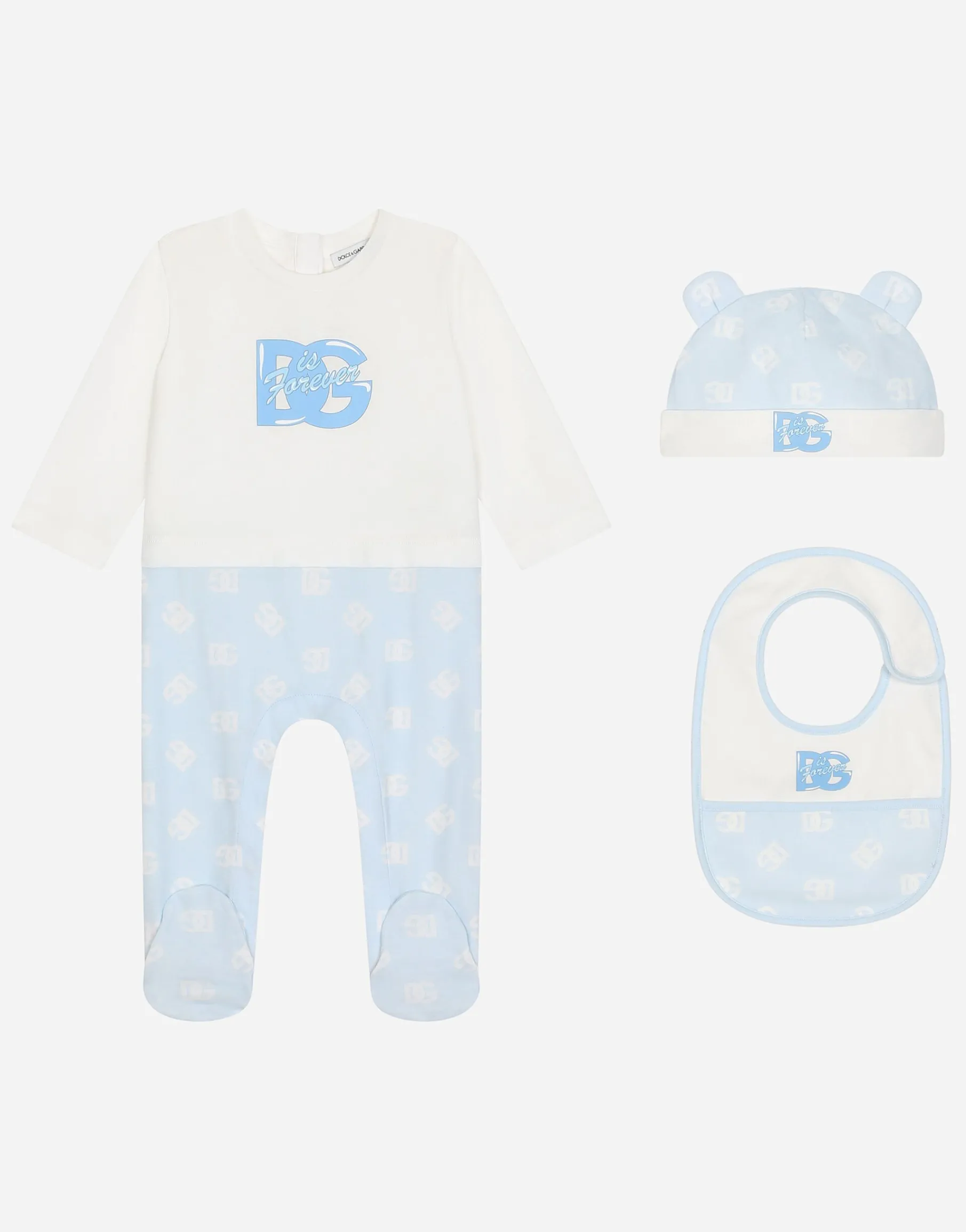 3-piece jersey gift set with all-over logo print