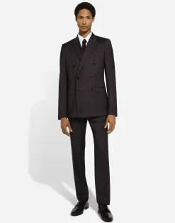 Pinstripe double-breasted Martini-fit suit