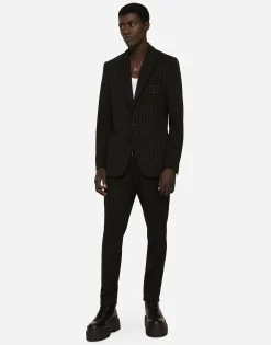 Pinstripe jersey jogging pants with DG patch