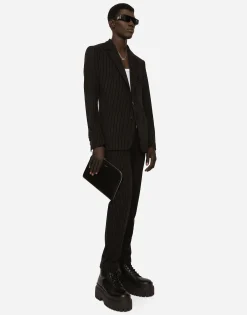 Pinstripe jersey jogging pants with DG patch