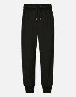 Pinstripe jogging pants with branded bands