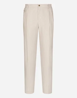 Pinstripe linen pants