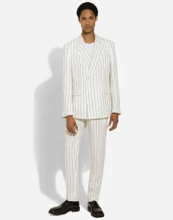 Pinstripe linen pants