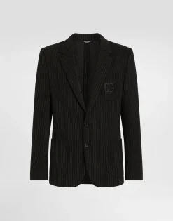Pinstripe stretch jersey Portofino jacket