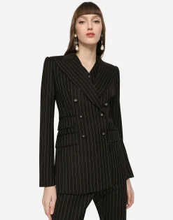 Pinstripe twill Turlington blazer