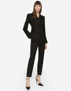 Pinstripe twill Turlington blazer