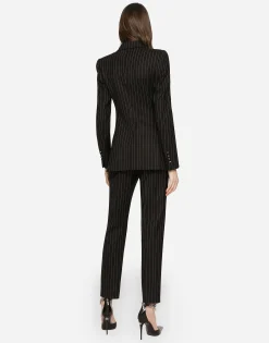 Pinstripe twill Turlington blazer