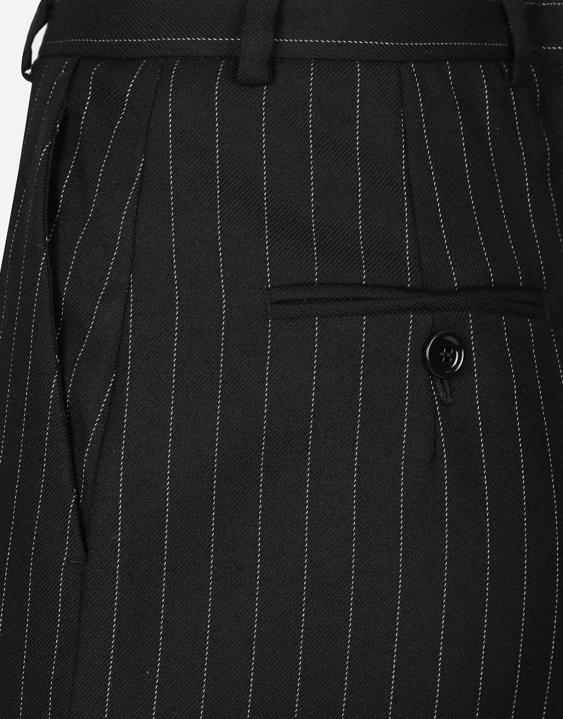 Pinstripe wool calf-length skirt