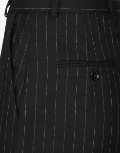Pinstripe wool calf-length skirt