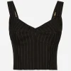 Pinstripe wool corset top