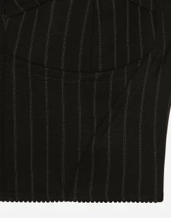 Pinstripe wool corset top