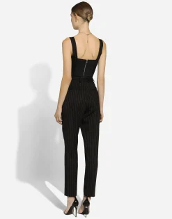 Pinstripe wool corset top