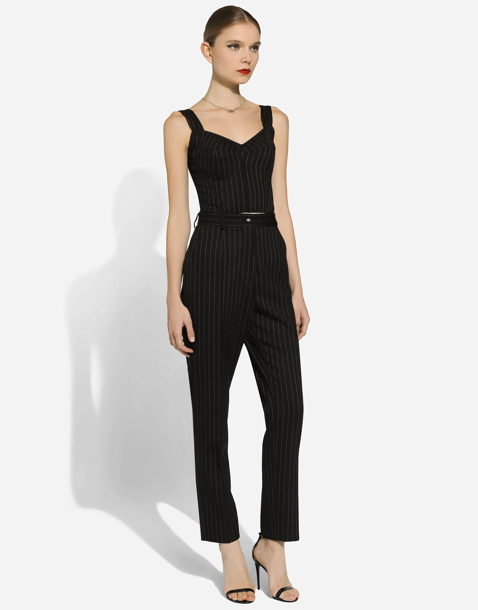 Pinstripe wool corset top