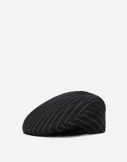 Pinstripe wool flat cap