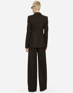 Pinstripe wool palazzo pants