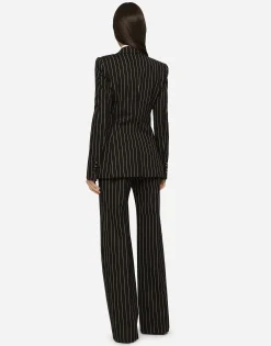 Pinstripe wool palazzo pants
