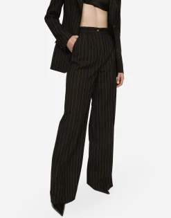 Pinstripe wool palazzo pants