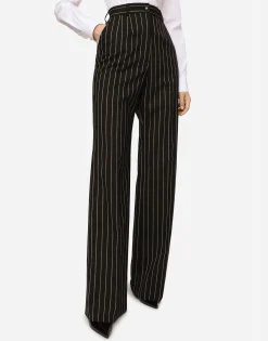 Pinstripe wool palazzo pants