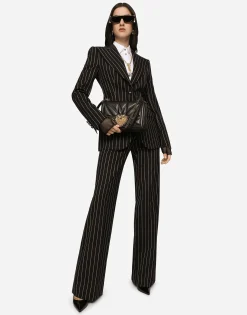 Pinstripe wool palazzo pants