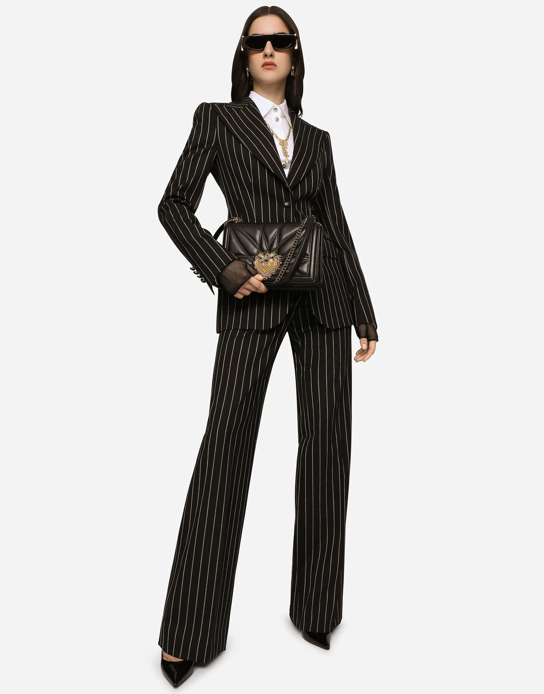 Pinstripe wool palazzo pants