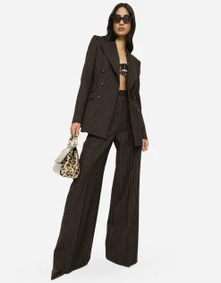 Pinstripe wool palazzo pants