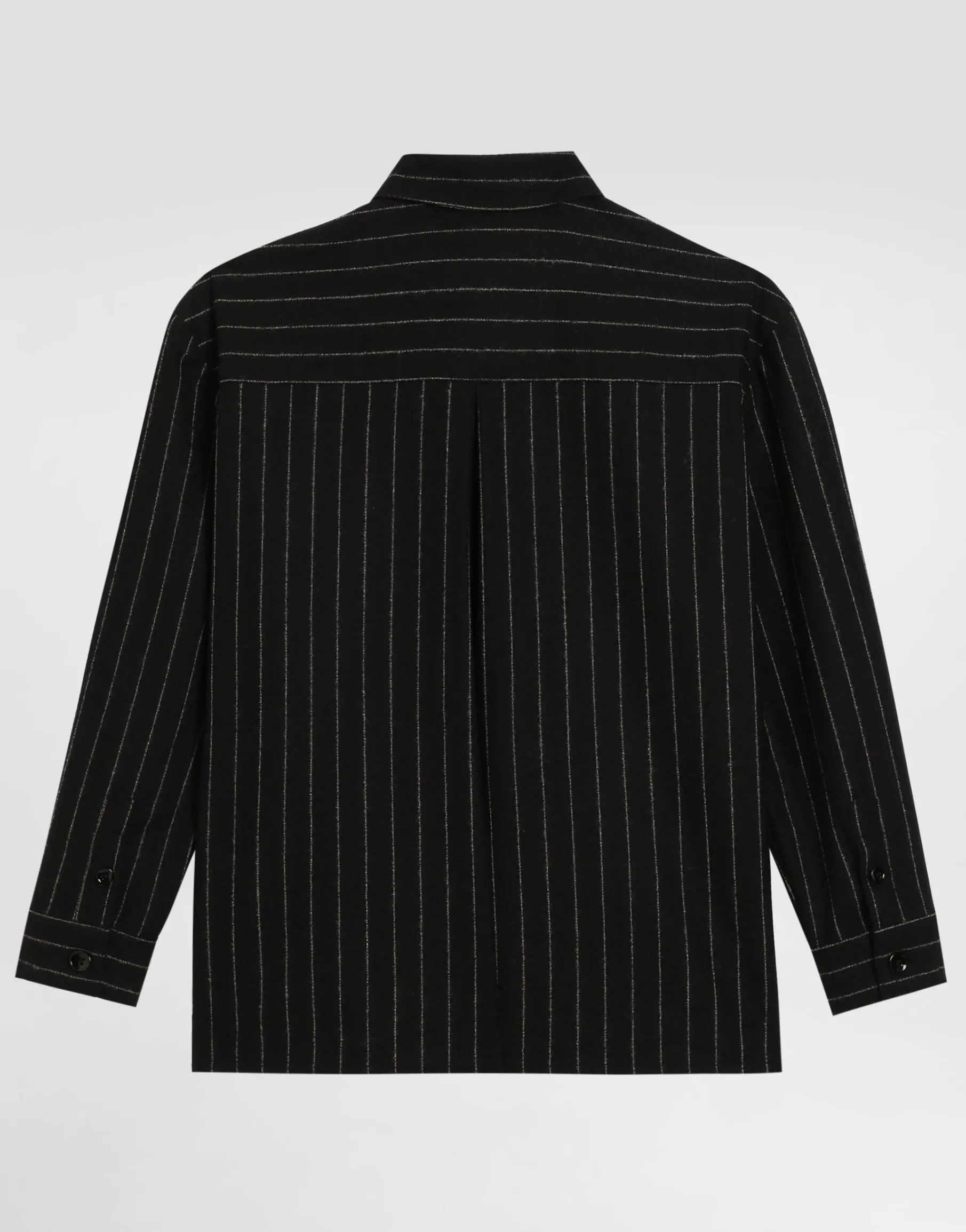 Pinstripe wool shirt with branded tag