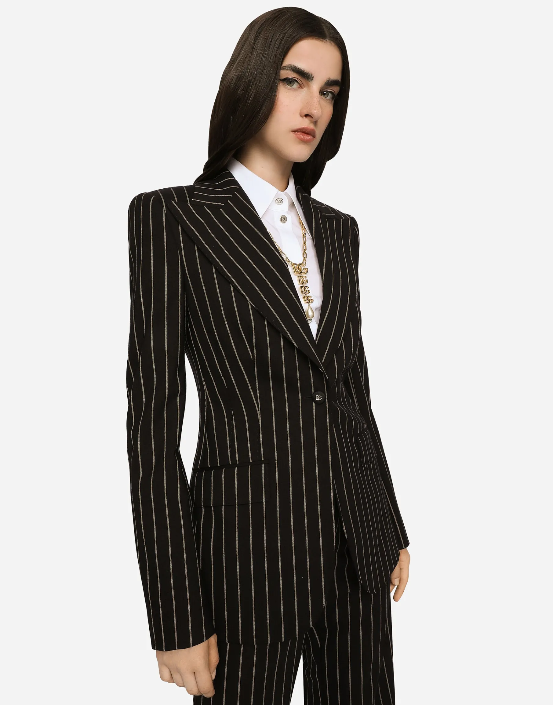 Pinstripe wool Turlington blazer