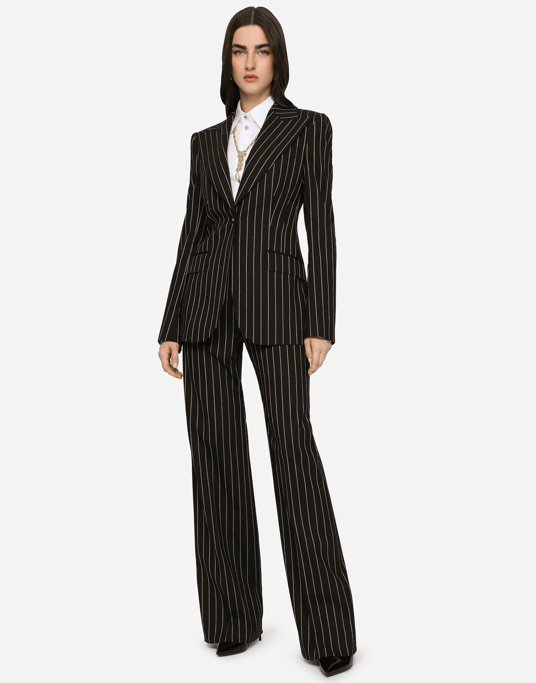 Pinstripe wool Turlington blazer