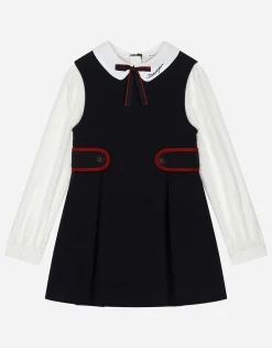 Piqué and poplin dress