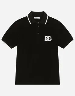 Piqué polo-shirt with DG logo embroidery