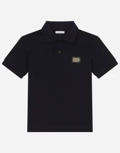 Piqué polo-shirt with logo tag