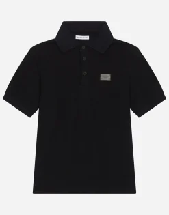 Piqué polo-shirt with logo tag