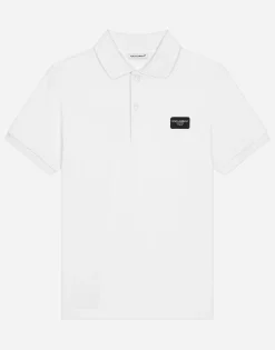 Piqué polo-shirt with logo tag