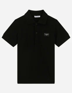 Piqué polo-shirt with logo tag