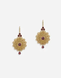Pizzo earrings in yellow gold and rhodolite garnets