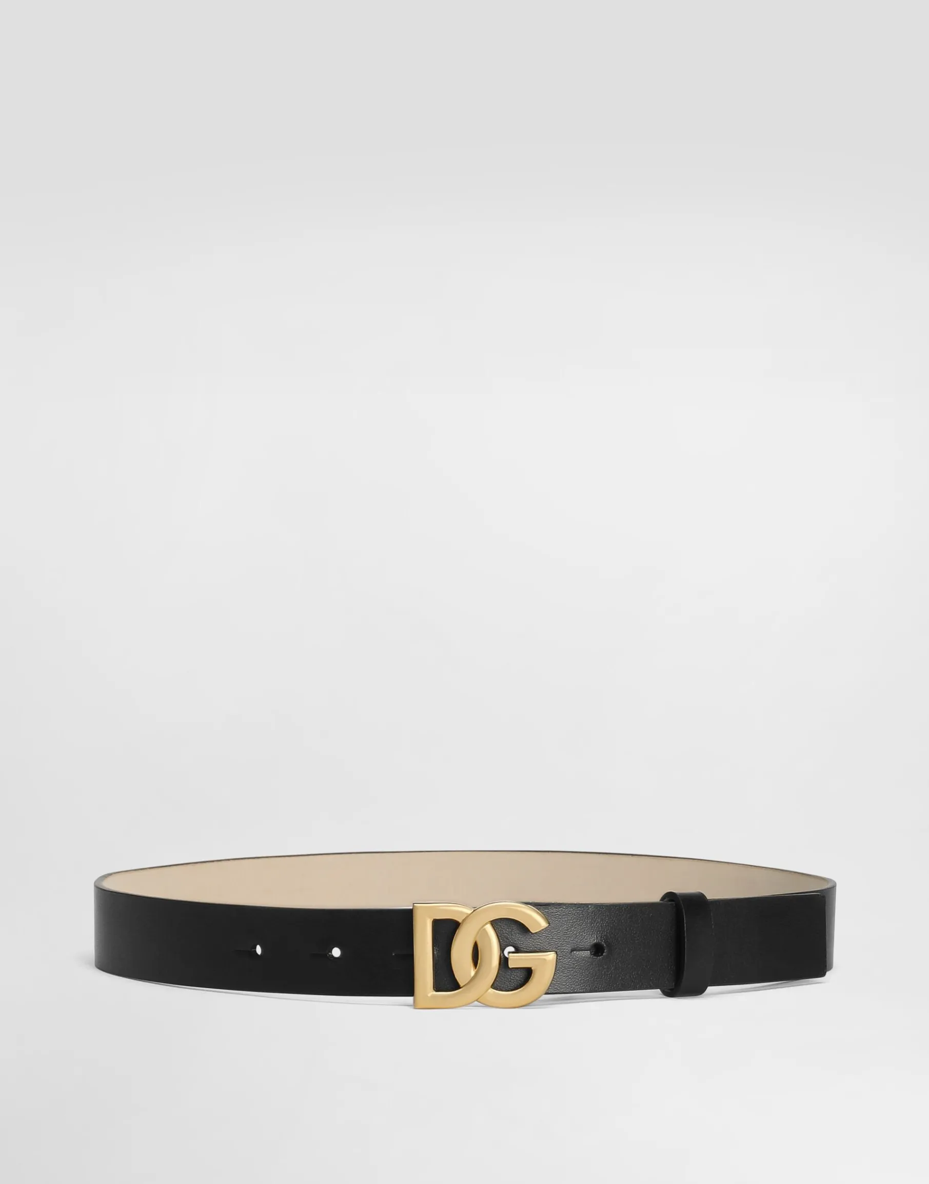 Plain calfskin belt with Dolce&Gabbana logo