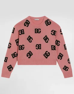 Plaint-knit pullover with DG logo