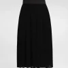 Pleated chiffon midi circle skirt