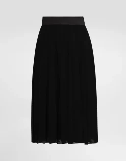 Pleated chiffon midi circle skirt