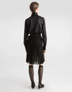 Pleated chiffon midi circle skirt