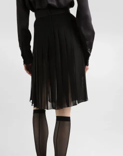 Pleated chiffon midi circle skirt