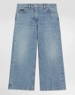 5-pocket denim jeans with branded tag