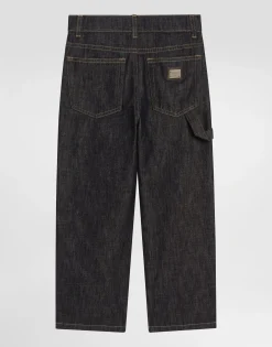 5-pocket denim jeans with branded tag