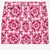5-pocket denim miniskirt with majolica print